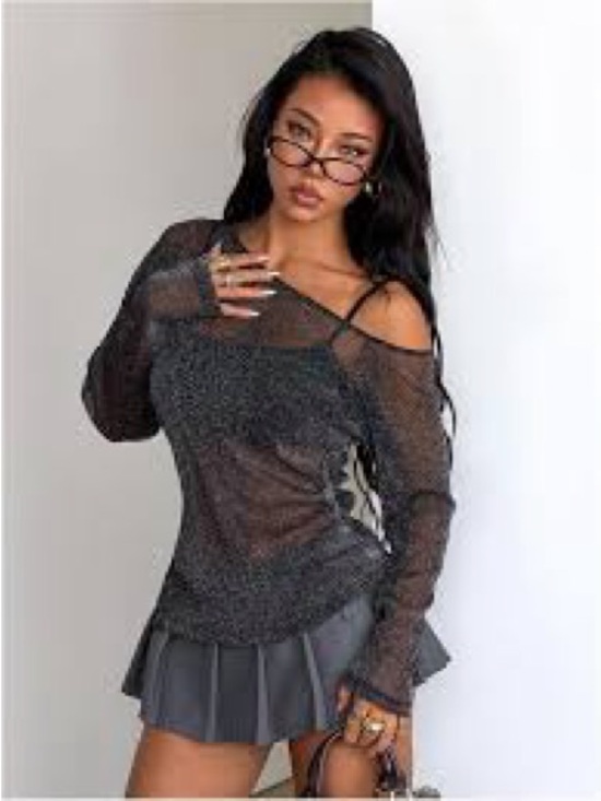 Dresses & Skirts - Sheer Black Sparkle Long Sleeve dress